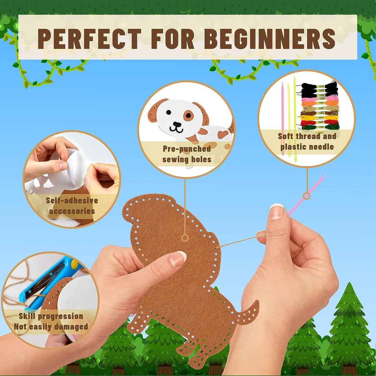 Sewing Kit for Kids,Farm Animals Crafts Sew Projects for Sewing Beginner, 12pcs Plush Animals Sewing Kit for Girls 7 8 9 10 11 12 Years