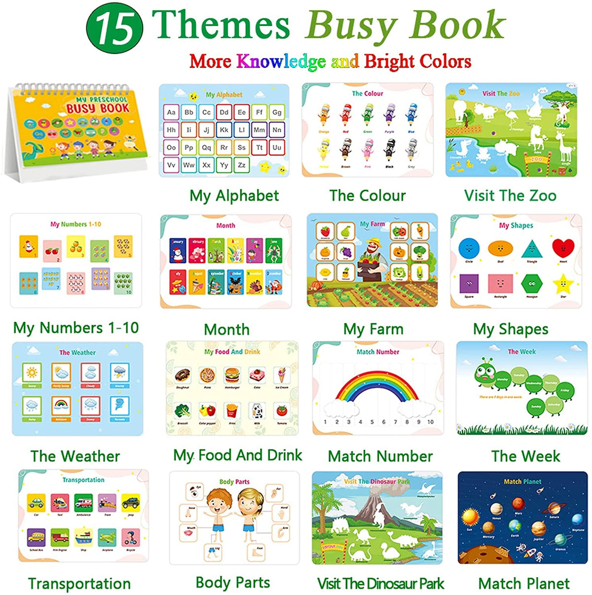 Montessori Learning Toys for Toddlers 2-4, Educational Busy Books for Kids Aged 3 4 5 Years Old