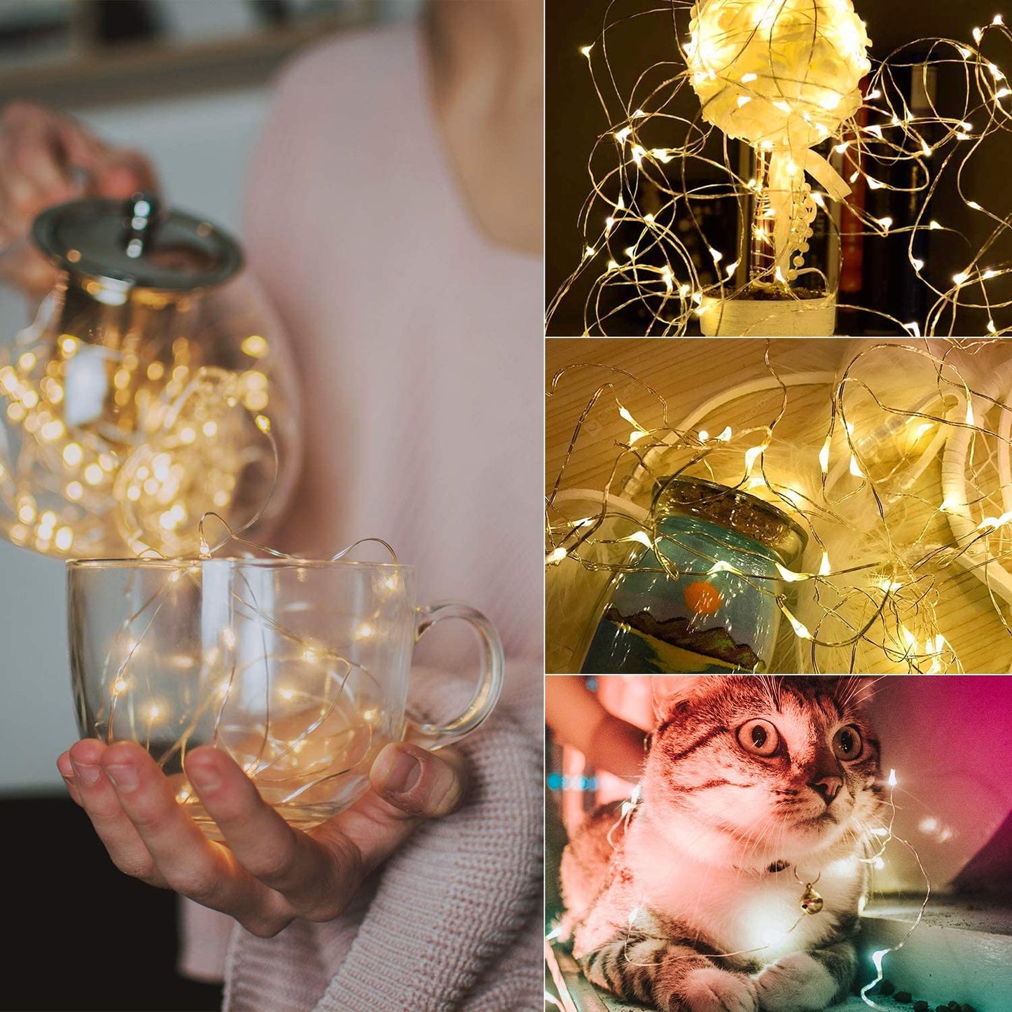 12 Pack Led Fairy Lights Battery Operated String Lights, 7 feet 20 Led Firefly Starry Moon Lights for DIY Wedding Party Bedroom Patio Christmas