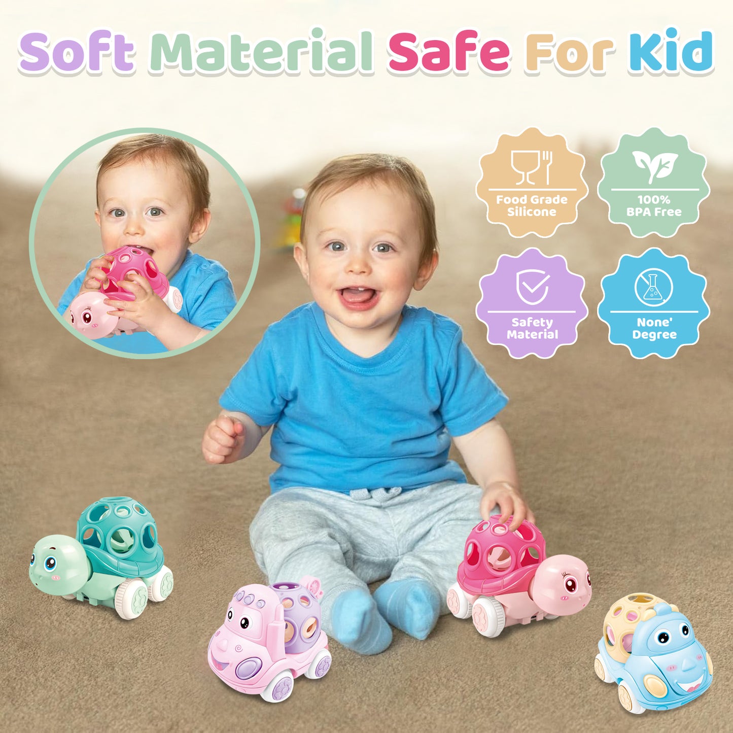 4Pcs Baby Rattle Toys for 6-12 Months, Sensory Rattle Toys for Newborn Infants 3-6-12 Months, Easter Toy Gifts for Baby Boy Girl 1 Year Old