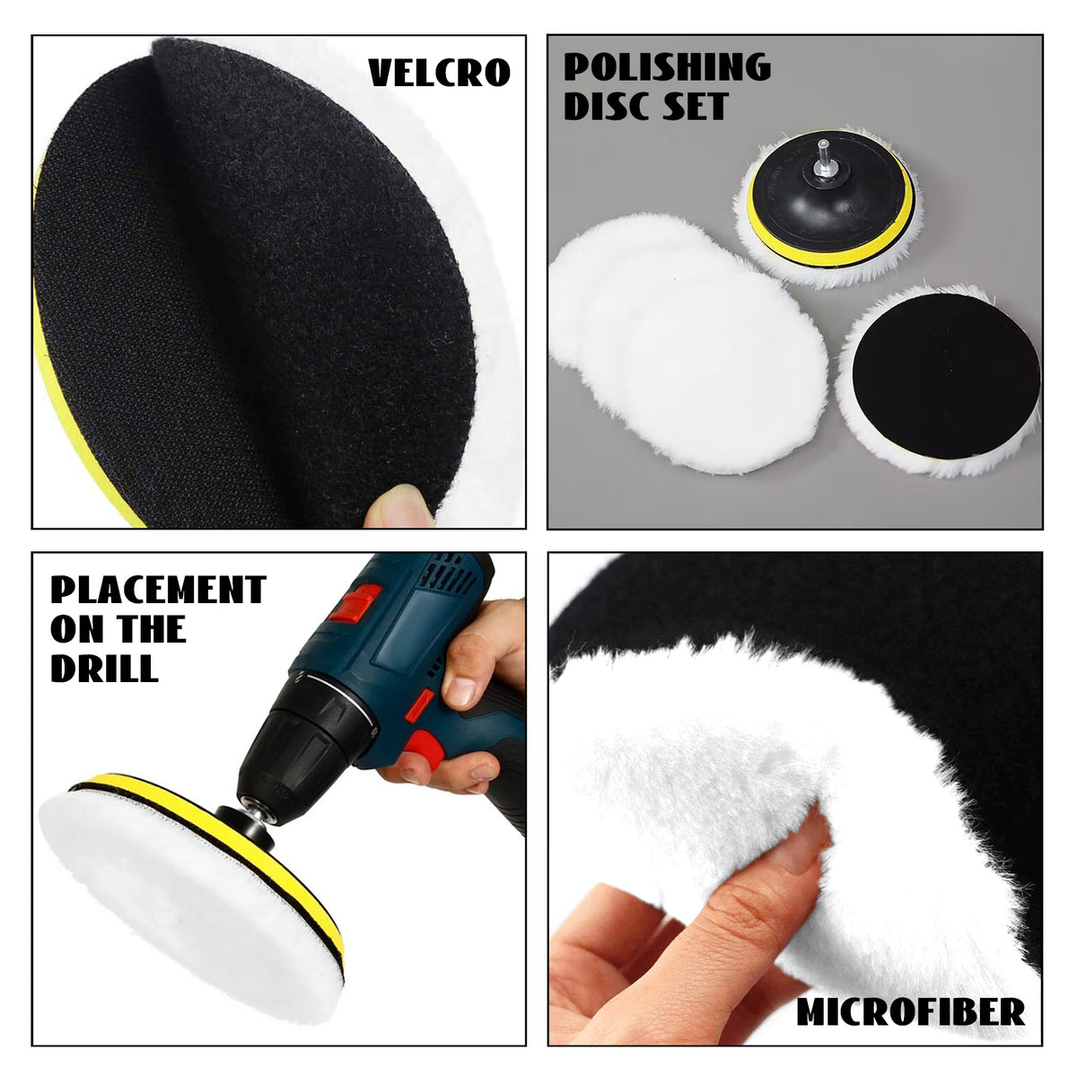 7 Pcs 5 inch Wool Polishing Buffing Pads with M14 Drill Adapter and Polishing Wheel for Drill Buffer Attachment