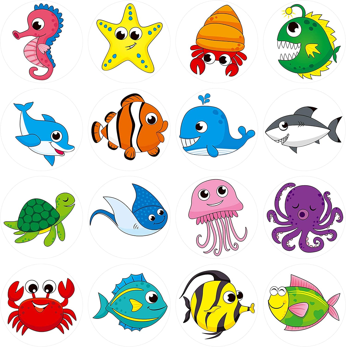 Adorable Round Animal Stickers, 1000Pcs in 32 Designs for Kids