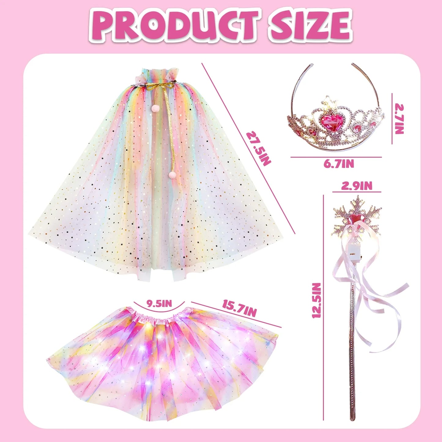 Princess Toys, Princess Dress-up Clothes for Girl 3-5, Light up Princess Costume Toddler Girls Ages 3 4 5 6 7 Year Old