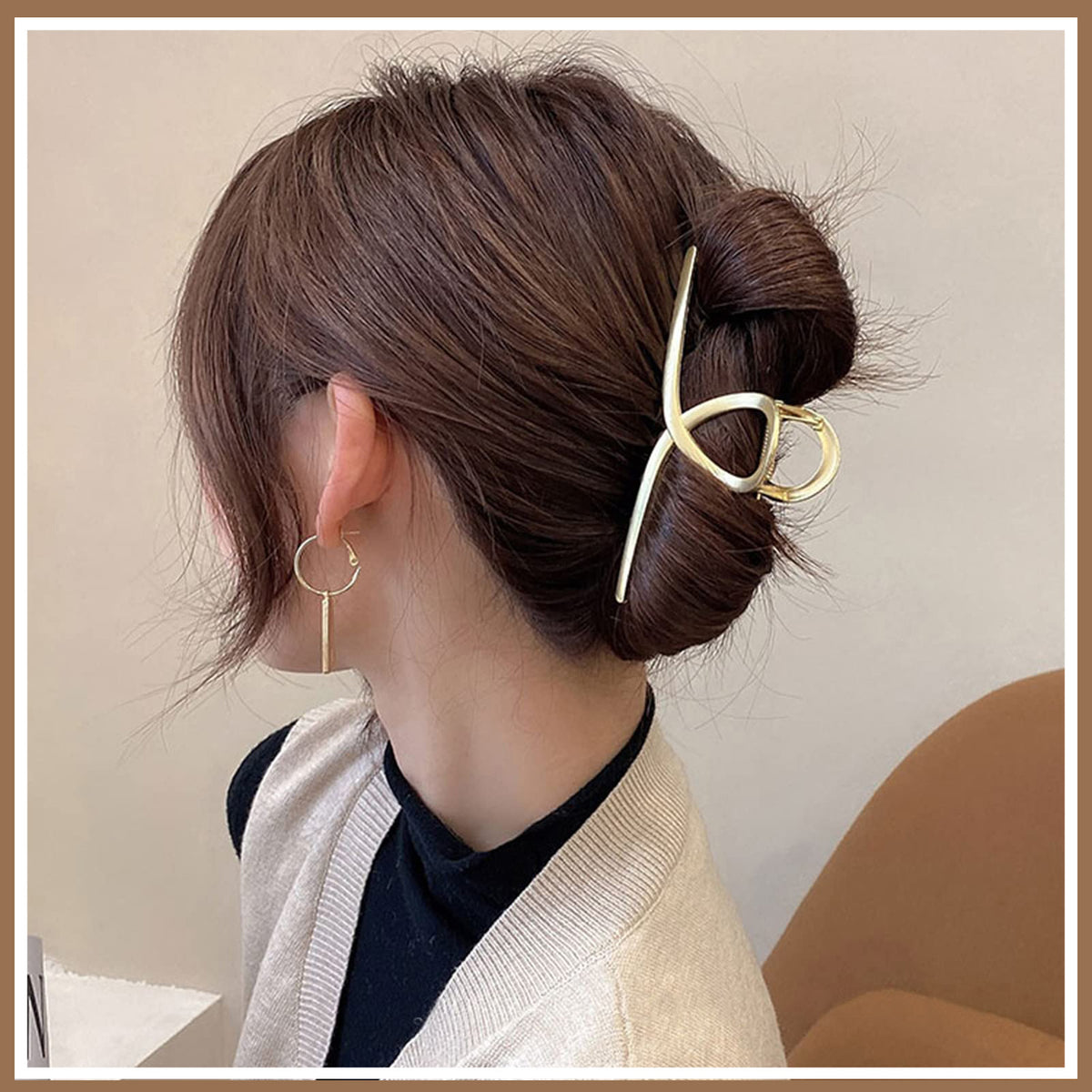 Style-Carry 6 Pcs Large Metal Hair Claw Clips for Thick Hair, Non-Slip Gold Color Jaw Clamps, Fashion Styling Hair Accessories for Women Girls