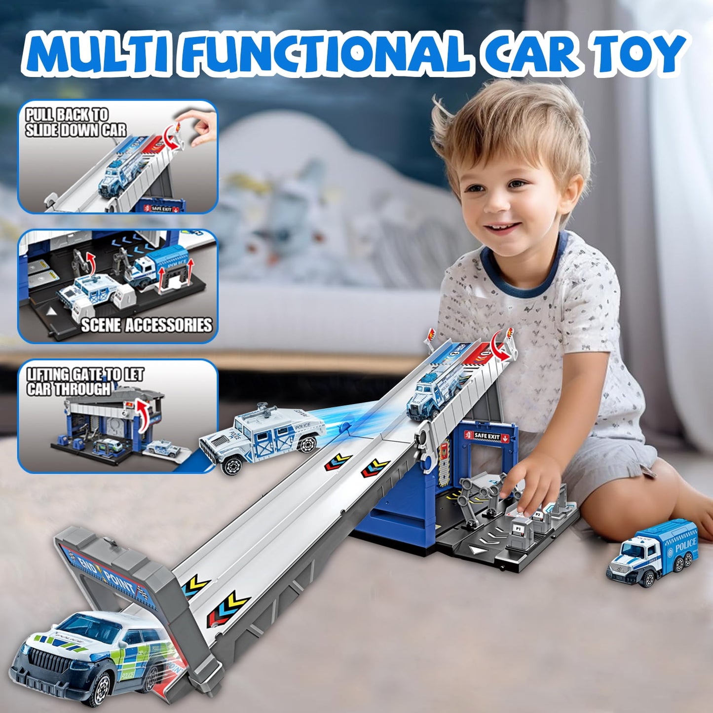 Toddler Toys for 3 4 5 6 Years Old Boys, Die-Cast Police Cars Toy Set for Kids, Birthday Gifts Boys Toys Ages 3-5, 5-7