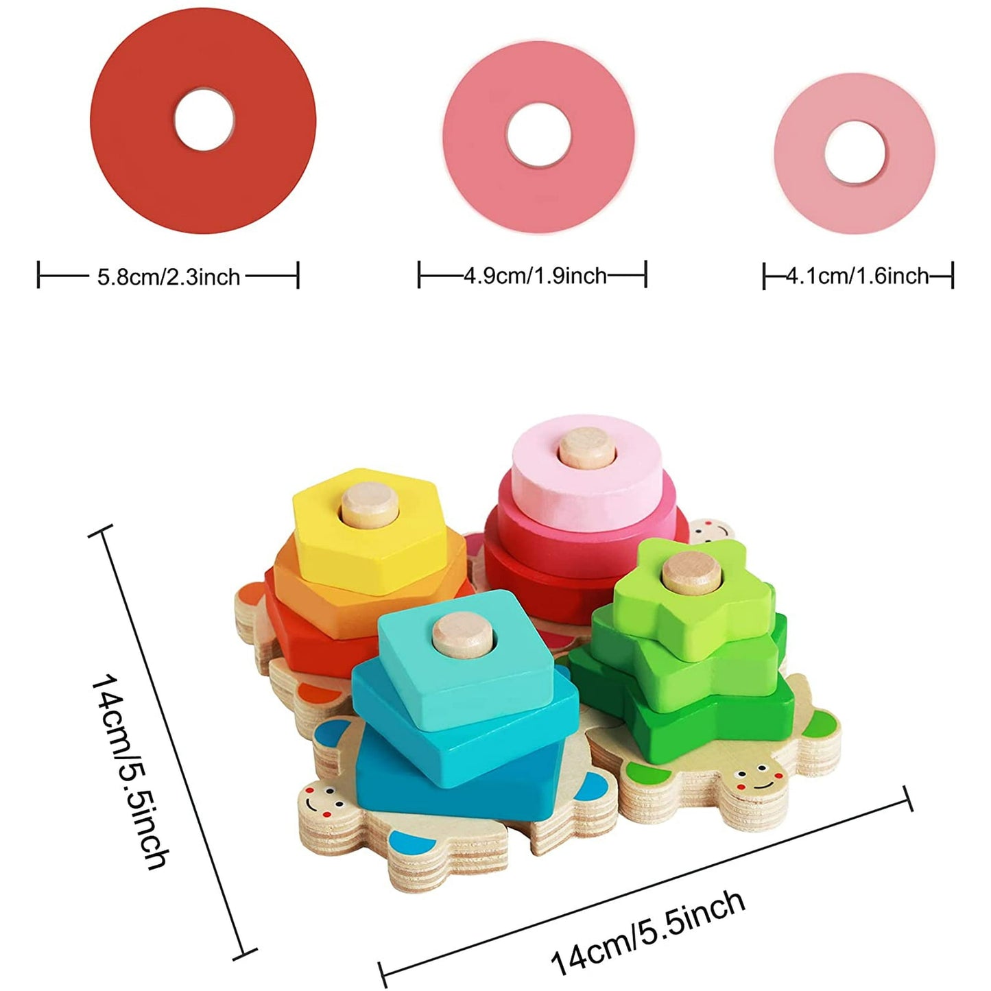 Stacking Toys for Toddlers 1-3 Montessori Shape Sorter Baby Toys 12-18 Months Wooden Block Educational Puzzle Toys for Kids Girls Boys 1 2 3 4 Year Old Preschool Learning Gifts