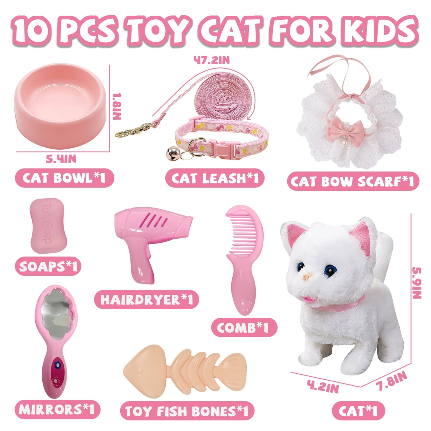 Plush Cat Toy, Walking Interactive Cat, Christmas Birthday Gift for Toddlers Kids