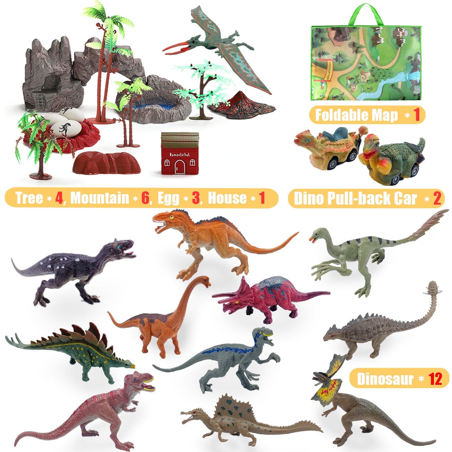 Dinosaur Toys, Toys for Kids Girls Boys 3-6 Years, Educational Realistic Dinosaur Play Set, Gift for Toddlers Boys & Girls Ages 3 4 5 6 7 8 9