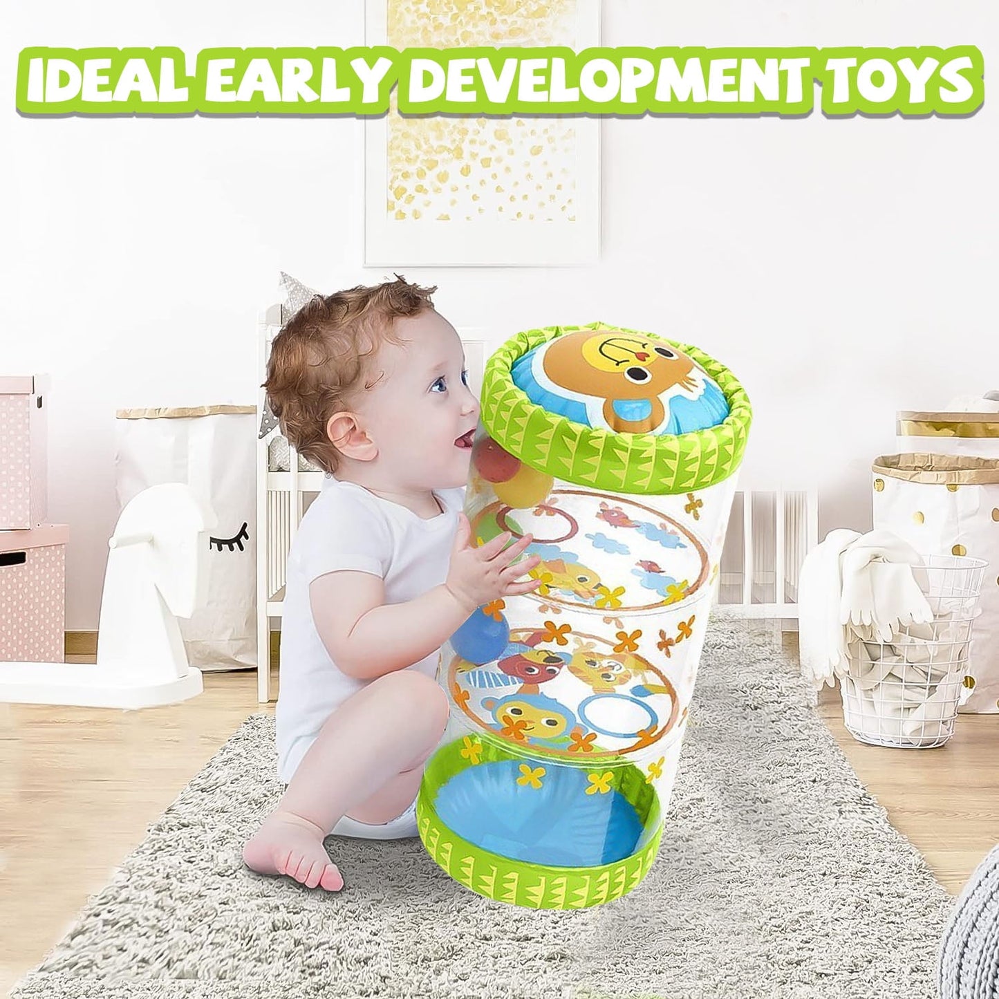 Crawling & Walking Baby Toys, Inflatable Rolling Infant Toys, Birthday Toy for Infant Toddler Boy Girl 6 7 8 9 10 11 Month 1-2 Year Old