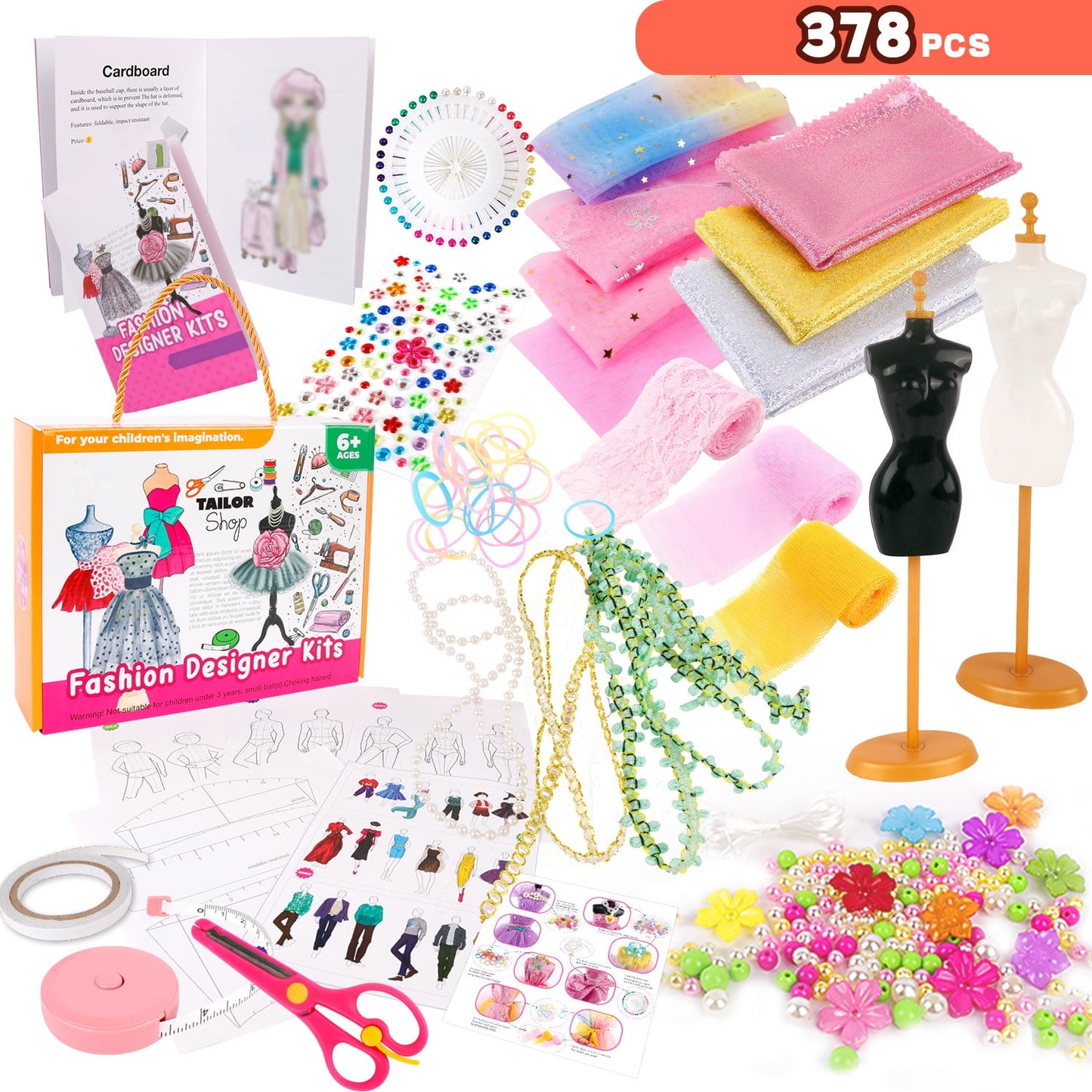 Sytle-Carry 378 Pcs Fashion Designer Kits for Girls Ages 6+, Arts and Crafts for Kids, Girl Toys for Age 6 7 8 9 10 11 12+ Year Old Gifts