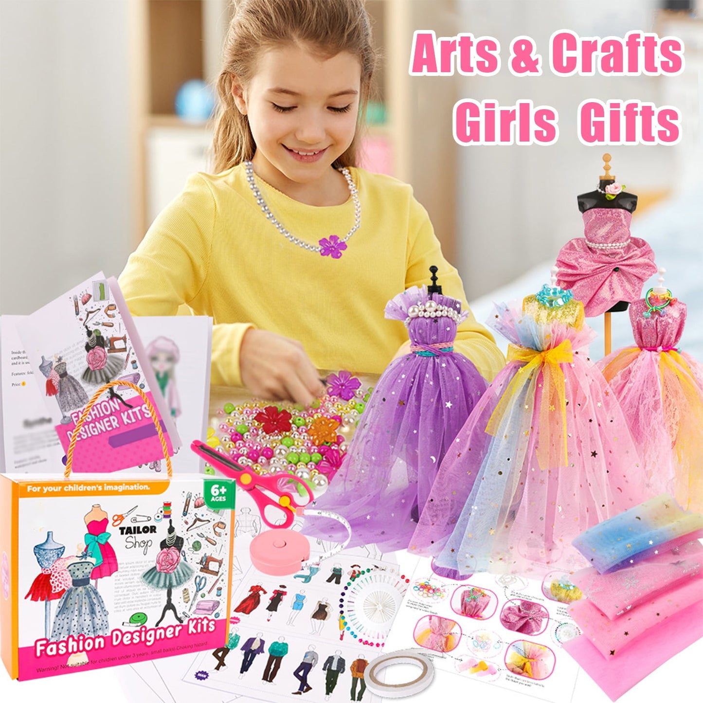 Sytle-Carry 378 Pcs Fashion Designer Kits for Girls Ages 6+, Arts and Crafts for Kids, Girl Toys for Age 6 7 8 9 10 11 12+ Year Old Gifts