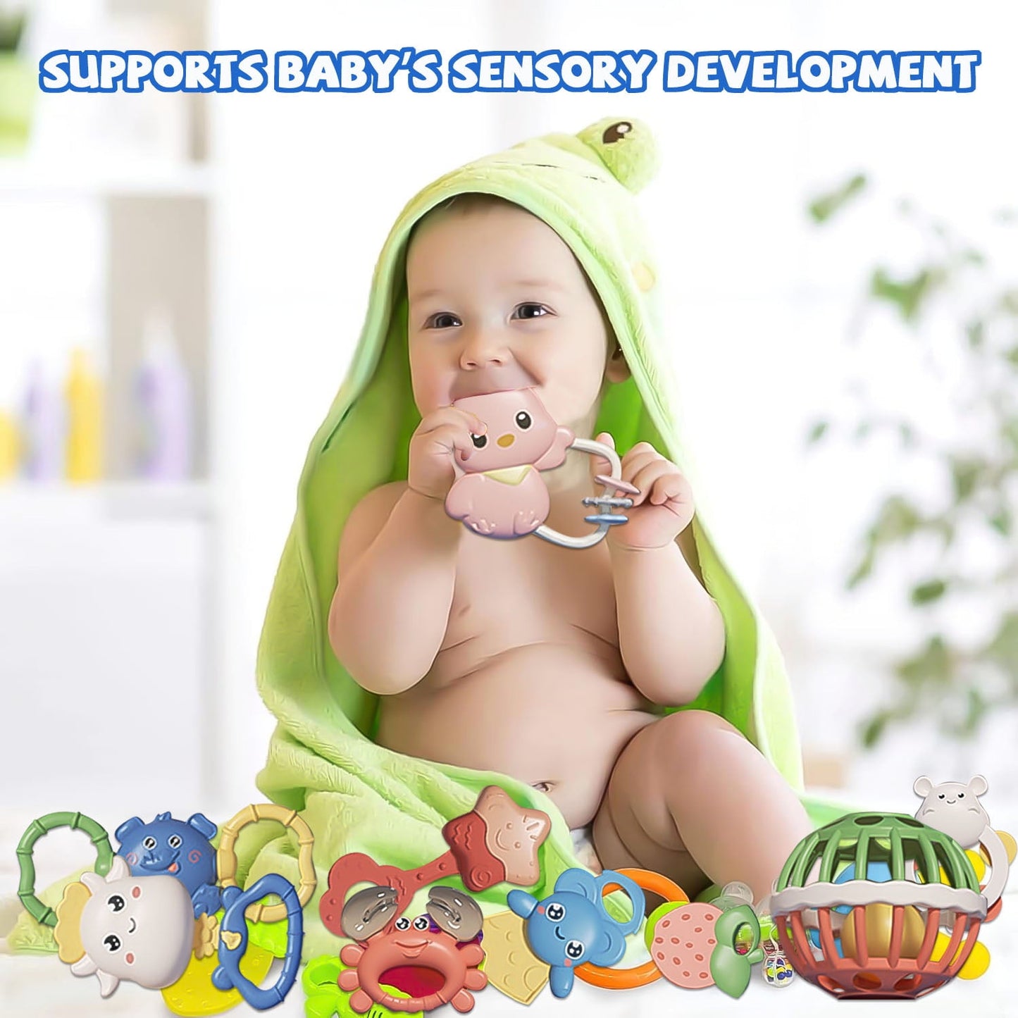 Baby Toys 0-6 Months, 15 Pcs Baby Rattles Teethers Teething Toys, Newborn Infant Baby Boy Girl Birthday Gifts