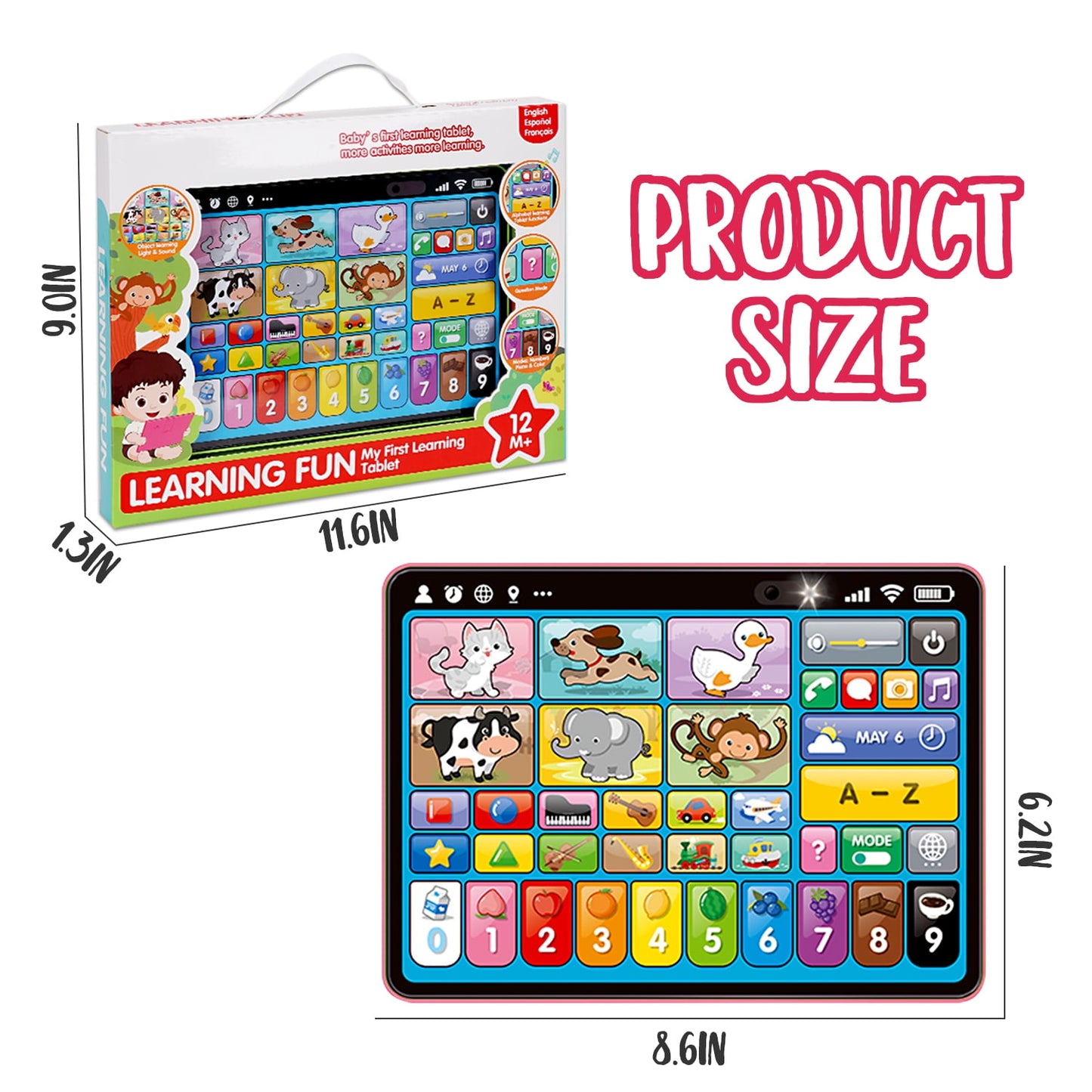 Baby Tablet Toy, Toddler Toys 1-3 for Boys Girls, Educational Learning Toys for 1 2 3 Year Old Gifts