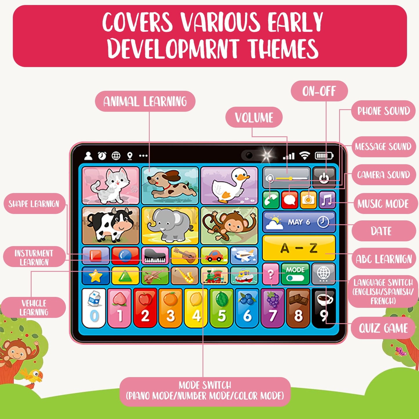 Baby Tablet Toy, Toddler Toys 1-3 for Boys Girls, Educational Learning Toys for 1 2 3 Year Old Gifts