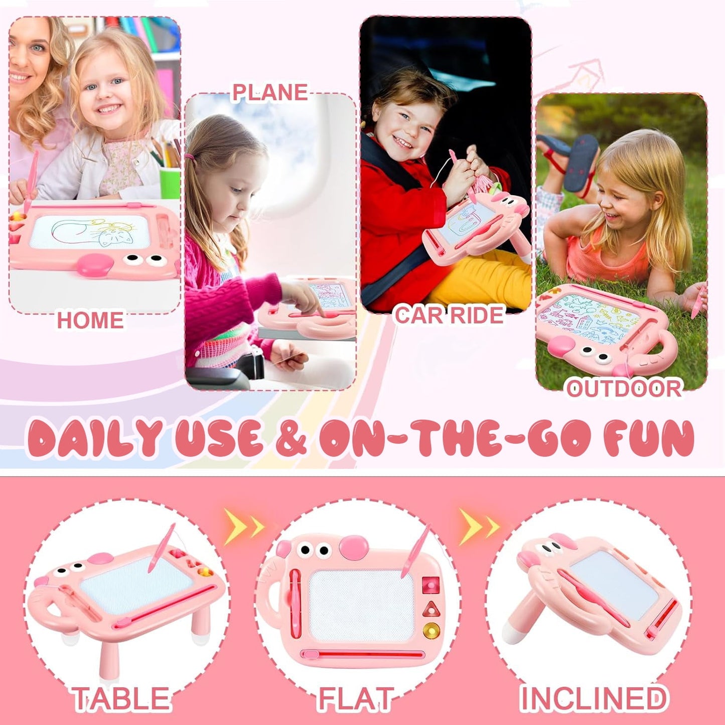 Learning Toys for 1 2 3 Year Old Girls, Early Education Drawing Board, Toddler Toys 1-3 for Girls, Birthday Gifts for Baby Girls