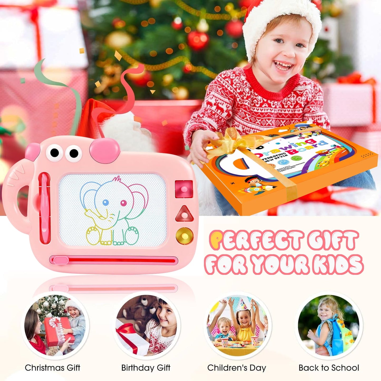 Learning Toys for 1 2 3 Year Old Girls, Early Education Drawing Board, Toddler Toys 1-3 for Girls, Birthday Gifts for Baby Girls