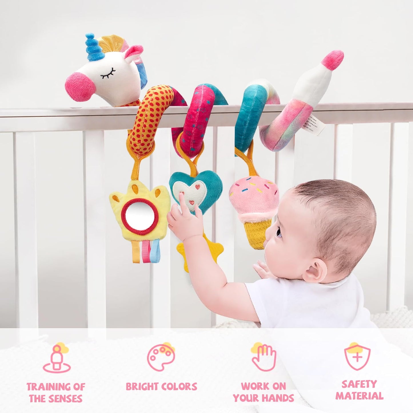 Car Seat Toys, Baby Girl Toys 0-6 Months, Infant Spiral Stroller Toys, Newborn Girl Gifts for 0 3 6 9 12 24 Months