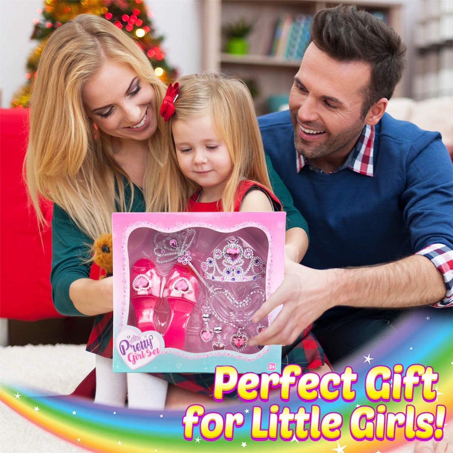 Sytle-Carry Princess Toys Princess Dress up & Play Set Toddler Girl Toys Crowns Necklaces Jewel Rings Earrings Wands Dress up Accessories for Kids