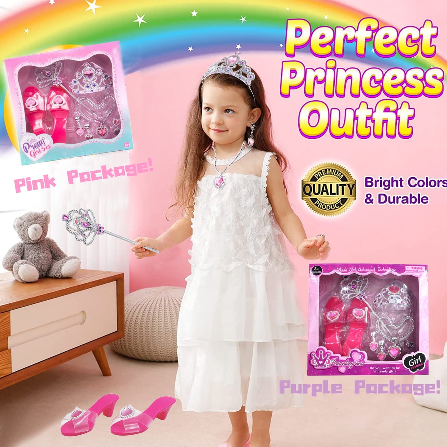 Sytle-Carry Princess Toys Princess Dress up & Play Set Toddler Girl Toys Crowns Necklaces Jewel Rings Earrings Wands Dress up Accessories for Kids