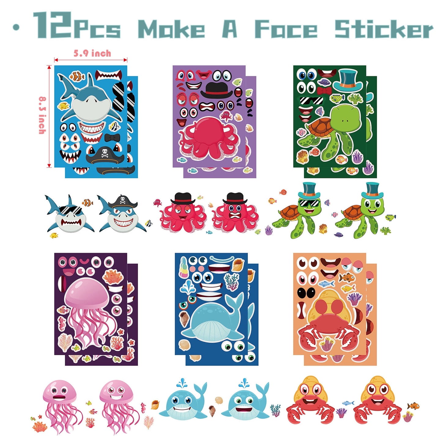 134Pcs Party Favors for Kids, Sea Animal Birthday Party Favors, Christmas Gifts, Goodie Bag Stuffers for Kids, Carnival Prizes, Filler Stuffers Toys for Classroom