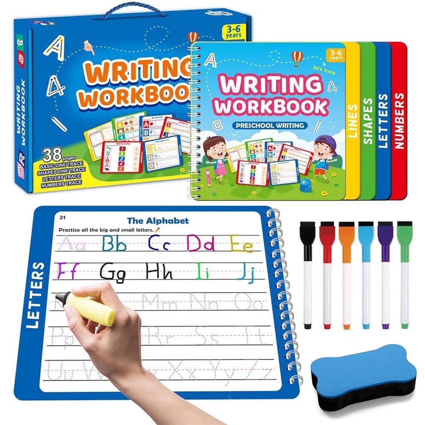 Preschool Learning Toys for Kids 3-6 Years Boy Girl, Handwriting Practice Educational Toddlers Toys 3 4 5 6 Years