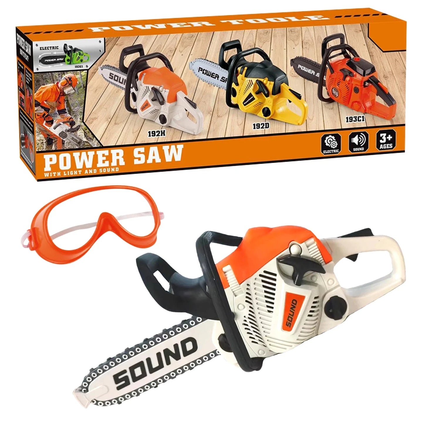Toy Chainsaw for Kids, Pretend Play Tools Set, Toy Home Tools Kit, Chain Saw with Realistic Sounds, Outdoor Games Toys, Birthday Gifts For Boys & Girls Age 3 4 5+