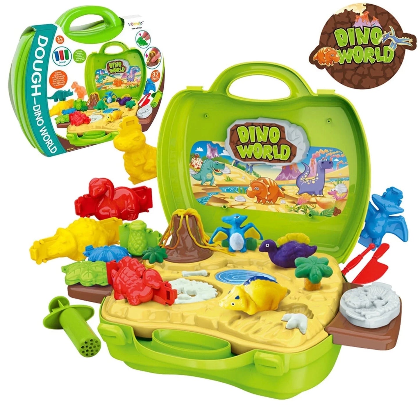 Sytle-Carry Play Dough Pack, 2 in 1 Dinosaur Color Dough Toys, Toys for Girls Boys 3-6 Years