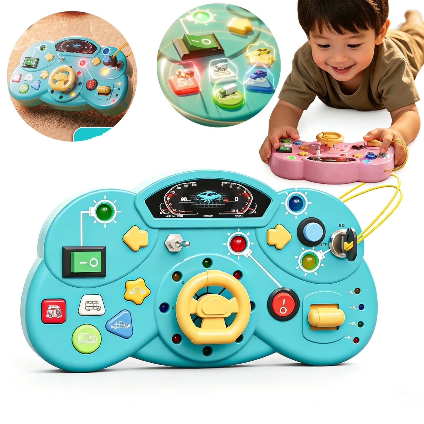 Toys for 1 2 3 Year Old Boys Girls, Early Education Busy Board, Learning Toys for Toddlers 1-3, Birthday Gifts Toys for 1+ Year Old Girls Boys