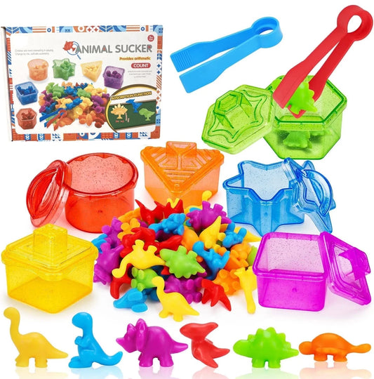 Montessori Counting Dinosaurs Toys for Kids Ages 3 - 8 – Fine Motor Skills Development, Preschool Learning Activities, Sensory Math Manipulatives – Educational Gift for Toddlers Boys & Girls