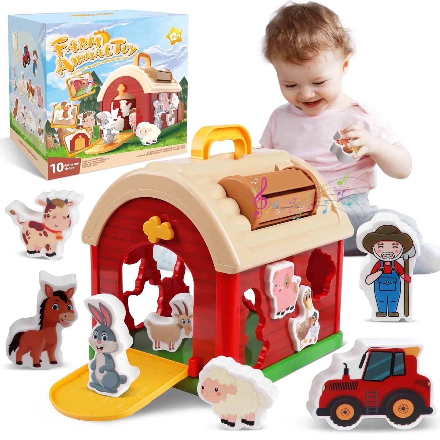 ANTIC DUCK Toddler Toys, Toys for 2 3 Year Old, Farm Animals Toys, Learning Montessori Toys, Christmas Birthday Gift for Baby Kids Toddlers Age 18 24 Months