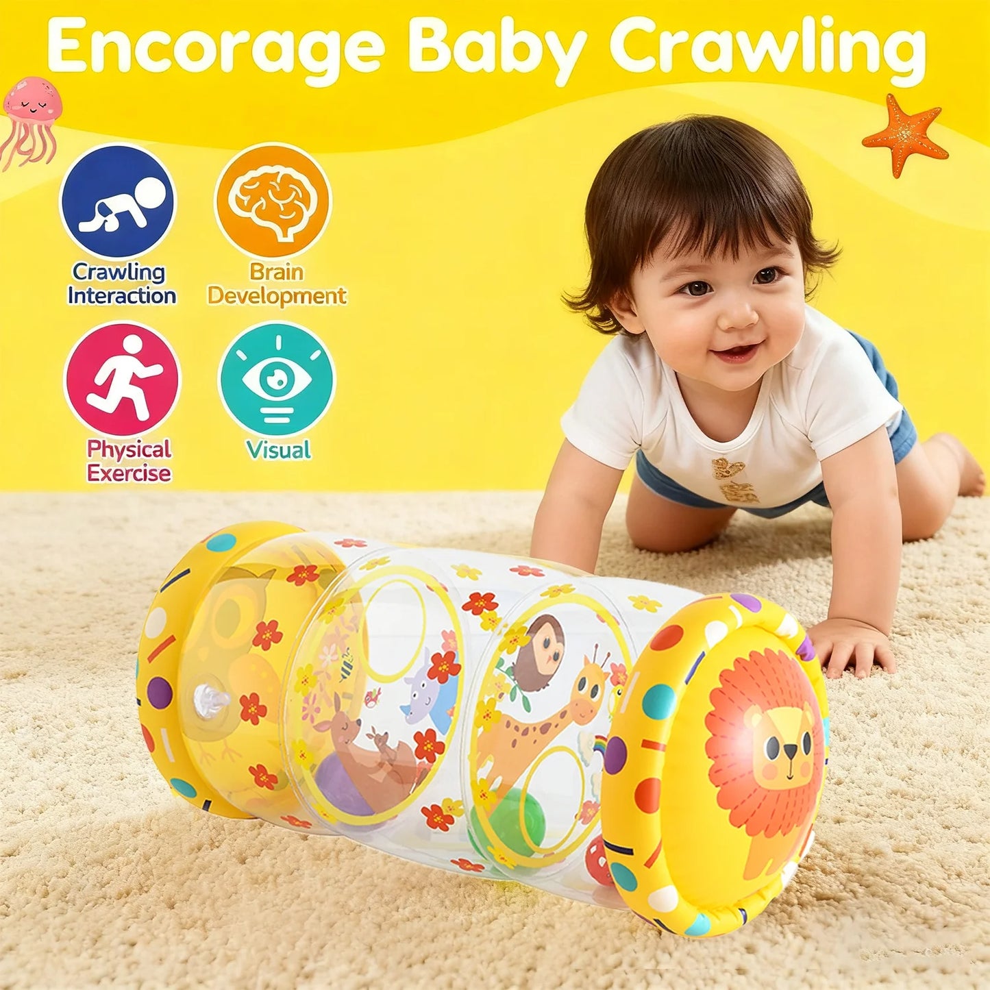 Crawling & Walking Baby Toys, Inflatable Rolling Infant Toys 6-12 Months, Toddler Toys 1 2 3 for Girls Boys