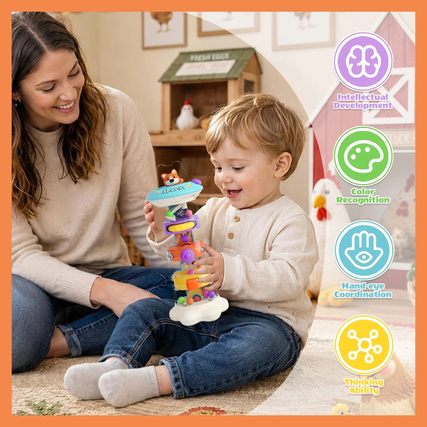 Montessori Learning Toys for 2 3 4 Years Old, Travel Sensory Toys for Toddlers 1-3, Learning Fine Motor Skills, Christmas Birthday Gifts