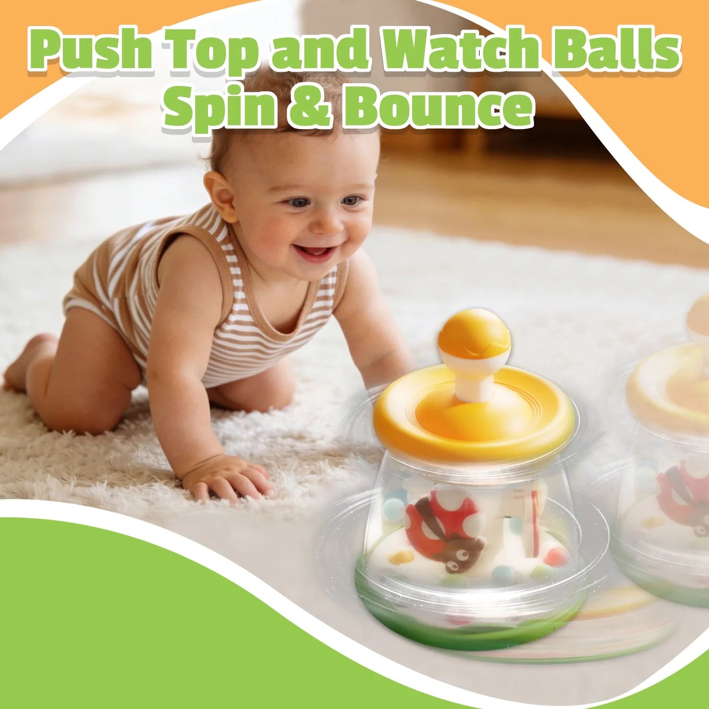 Infant Toys, Press to Spin Baby Toys, Fine Motor Skills Development, Learning Toys for Toddlers 1-3