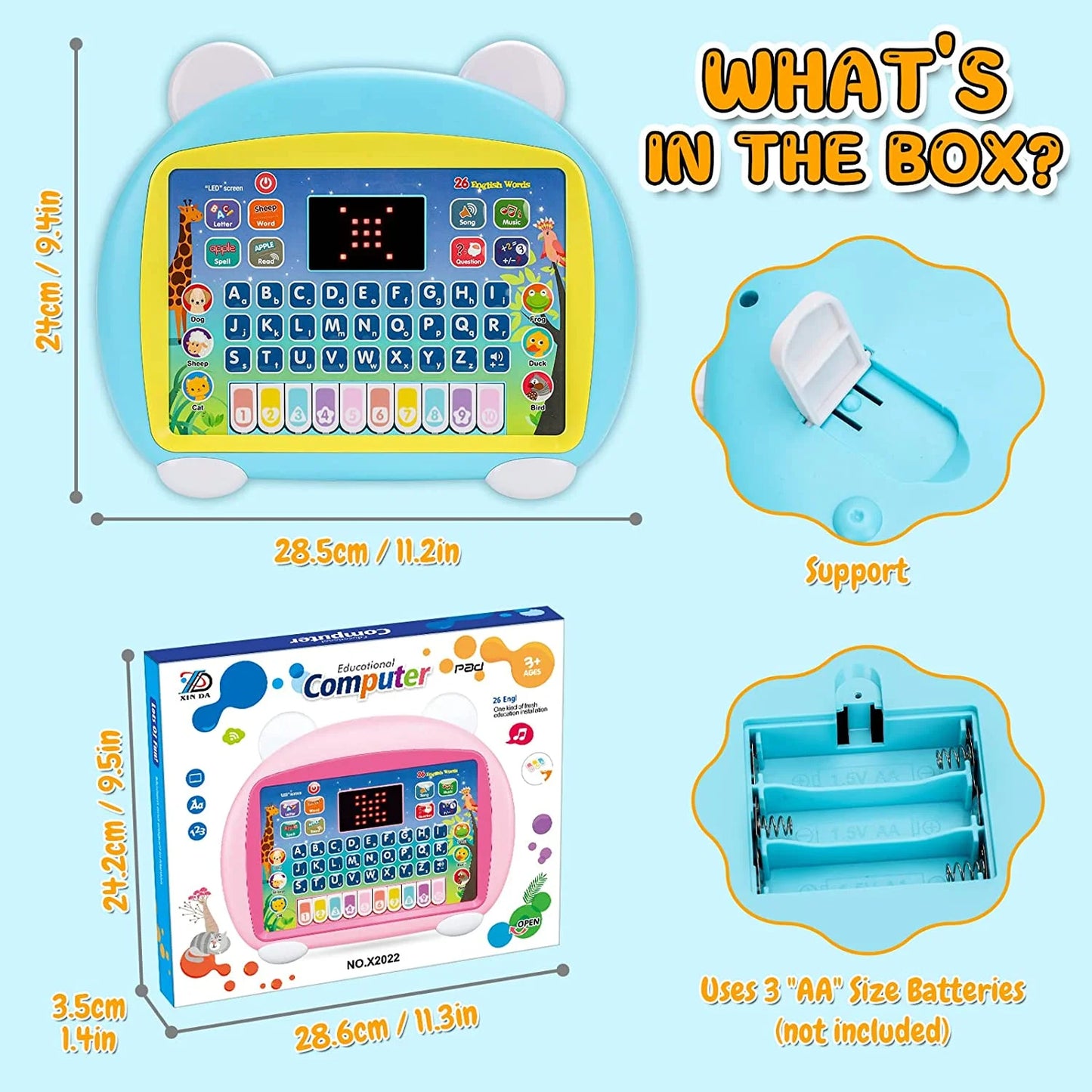 Baby Tablet Toy for 1 2 3 Years Old Boys Girls, Educational Learning Toys with Light and Music, Interactive Toy for Numbers, Animals Maths, Christmas Birthday Gift for Infants Toddlers Kids