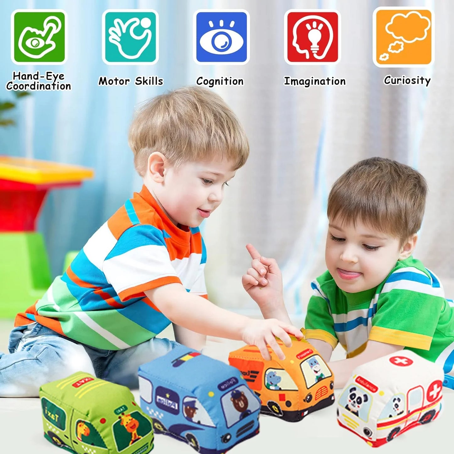Car Toys for 1 Year Old Boy, 9 Pcs Soft Toy Cars with Playmat for Baby Boys Girls, Infant Baby Toys 12-18 Months, 1st Birthday Gifts for Toddler Toys Age 1-2