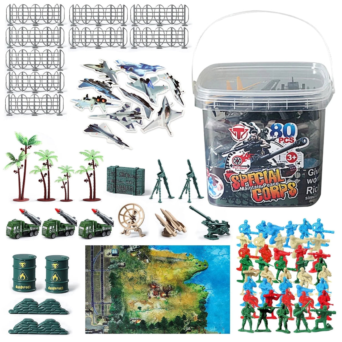 80 Pcs Army Men Toy Soldier Figures, Action Figures for Boys, Military Soldiers Playset Toys for Boys 3-6 Years