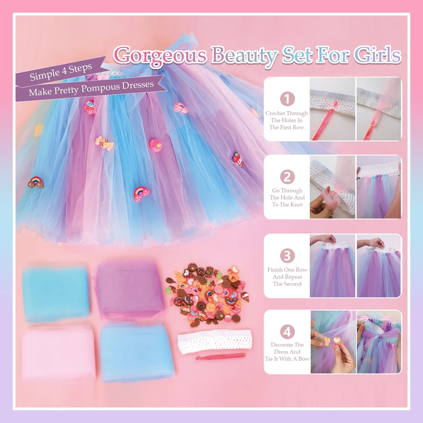 Arts and Crafts for Kids, Princess Girls Dress Crafts Kit, Girl Toys Ages 3 4 5 6 7 8 9 10 11 12 Year Old Christmas Birthday Gifts