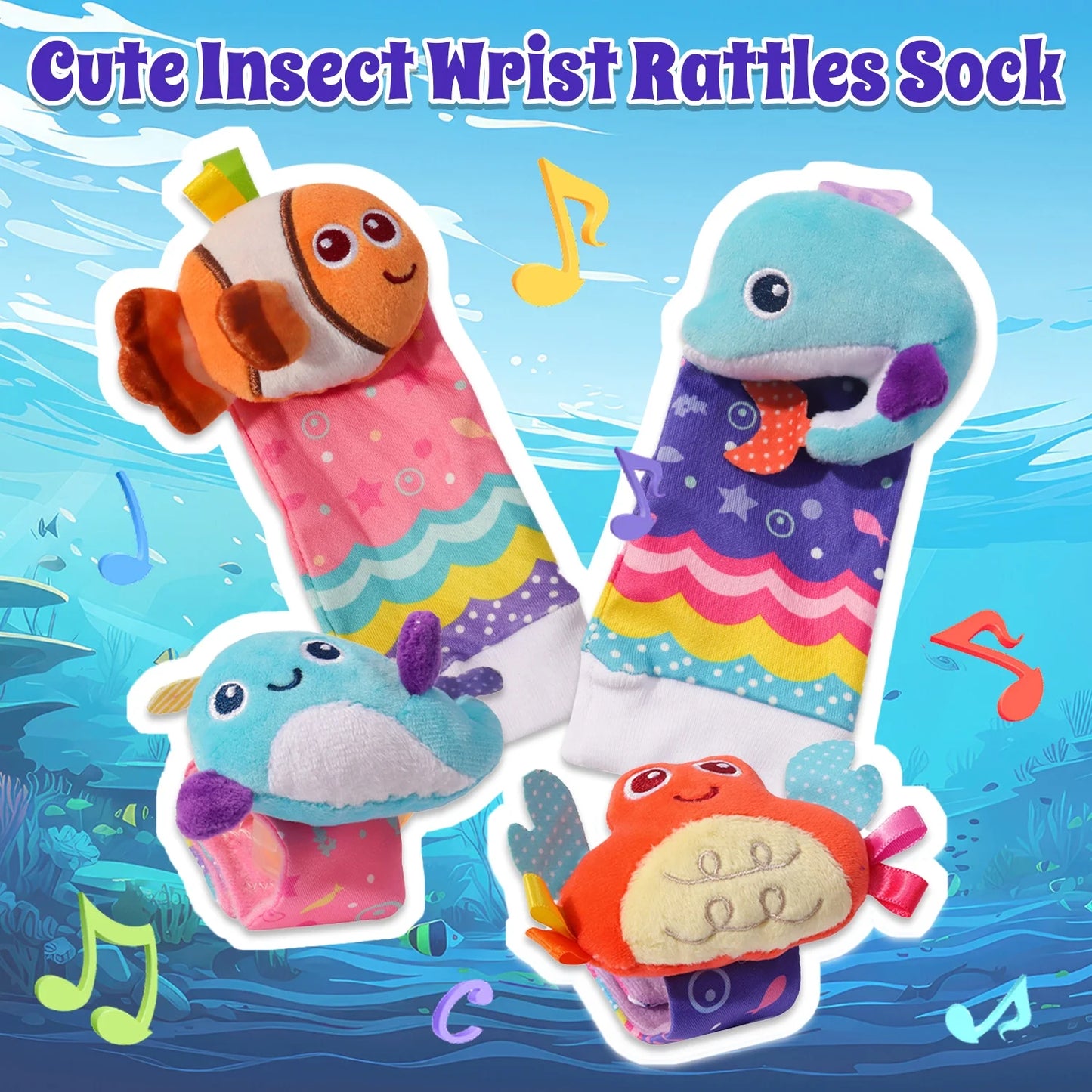 Baby Wrist Rattle Socks and Foot Finder Set, Perfect Baby Toys for 0-12 Months Newborn Infant Boys and Girls Shower Gifts