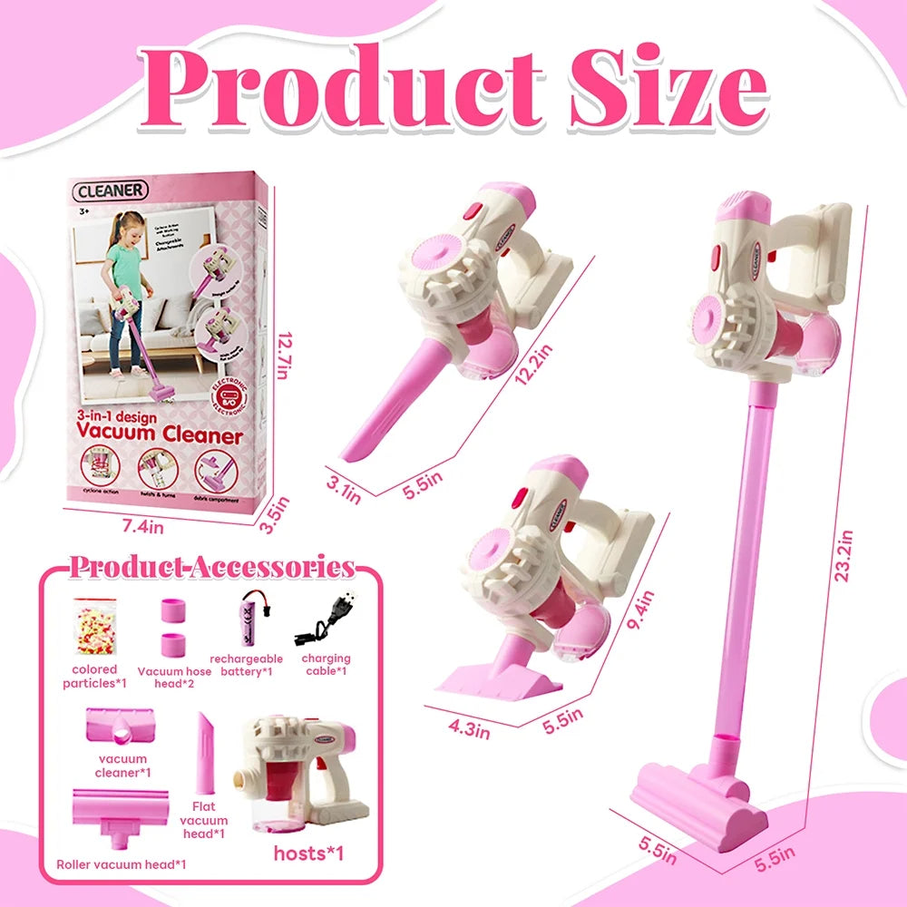 Toy Vacuum for Toddlers 2 3 4 5 6 Year Old, Kids Vacuum Cleaner Set That Really Works Working, Kids Play Vacuumm, Housekeeping Keeping Girls