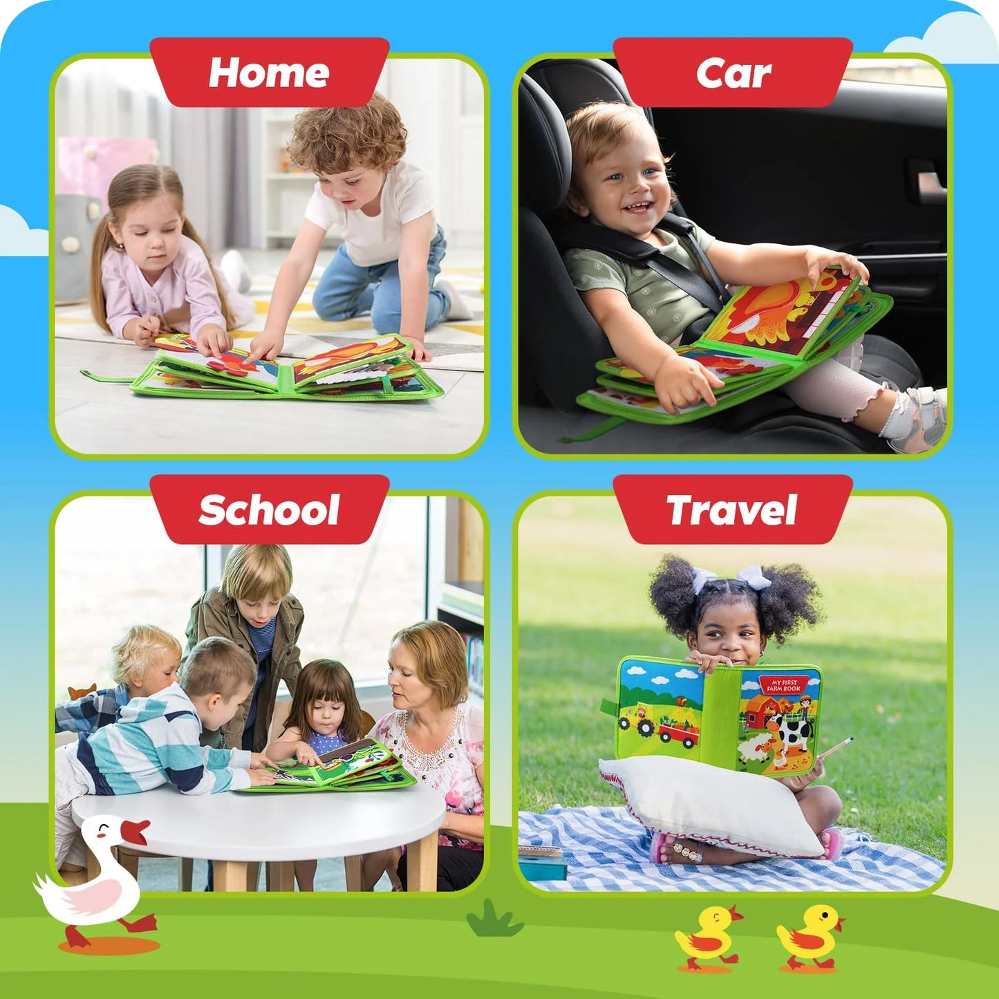 Busy Book for Toddlers 1-3 - Montessori Toys Busy Board for 1 2 3 4 Year Old Boy Girl Birthday Gift - Quiet Activity Book with Life Skills, Cognition, Sorting, Matching