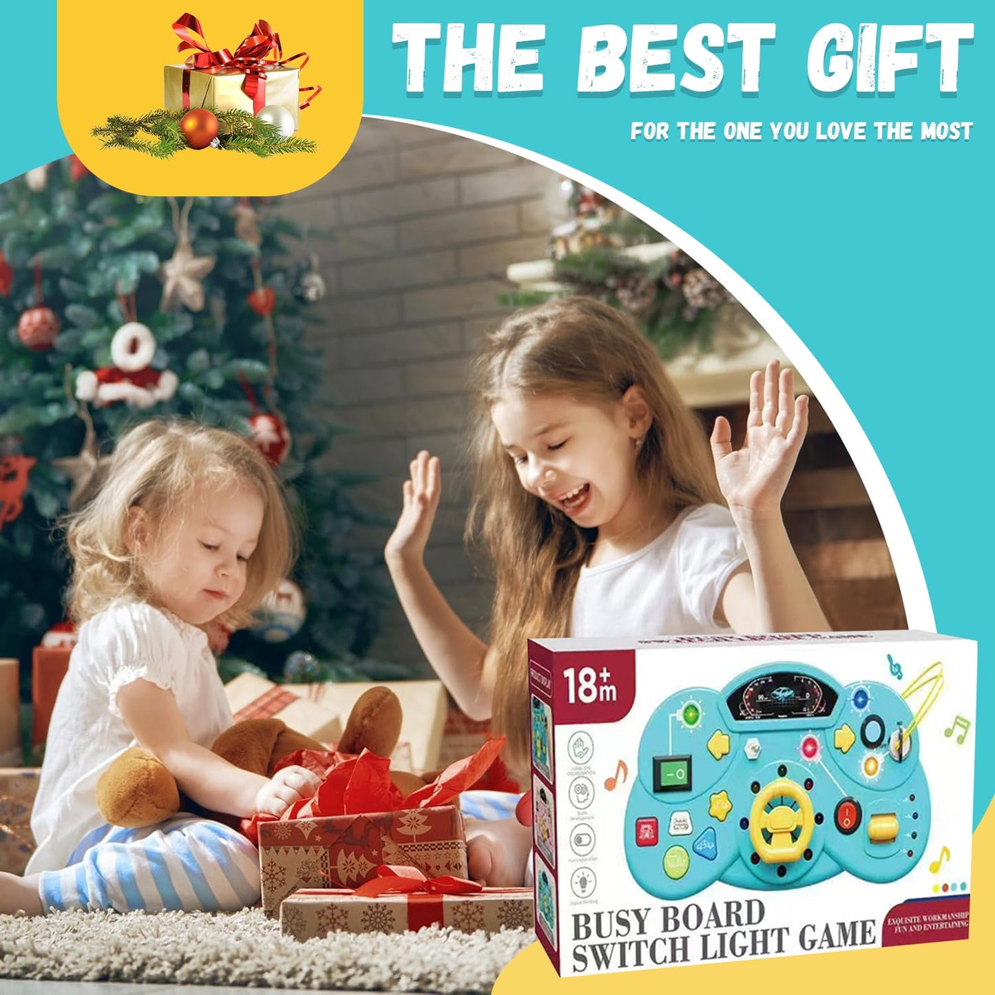 Toys for 1 2 3 Year Old Boys Girls, Early Education Busy Board, Learning Toys for Toddlers 1-3, Birthday Gifts Toys for 1+ Year Old Girls Boys