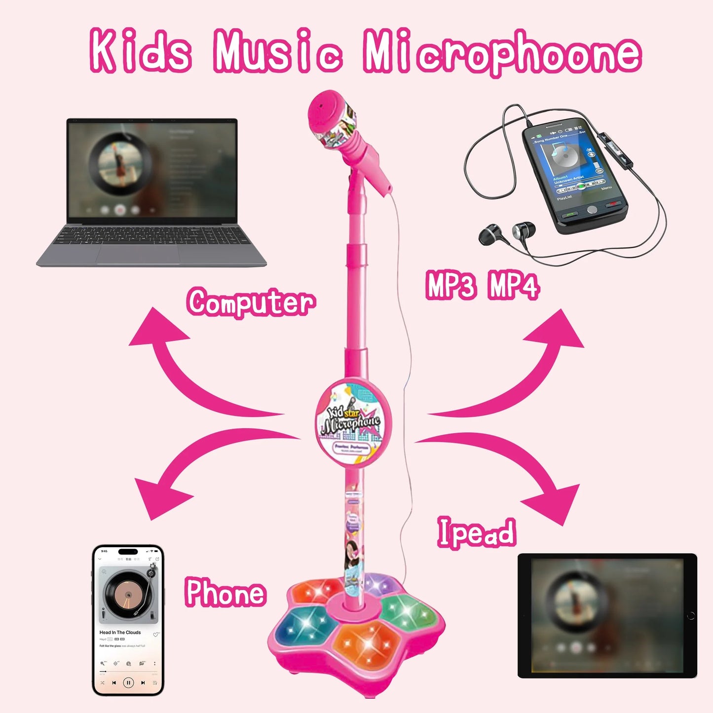 Karaoke Microphone for Kids, Toys for Girls 3-6 Year Old, Kids Microphone Girls Toys,Birthday Gifts for 3 4 5 6 7 8 Years Old Girls Boys