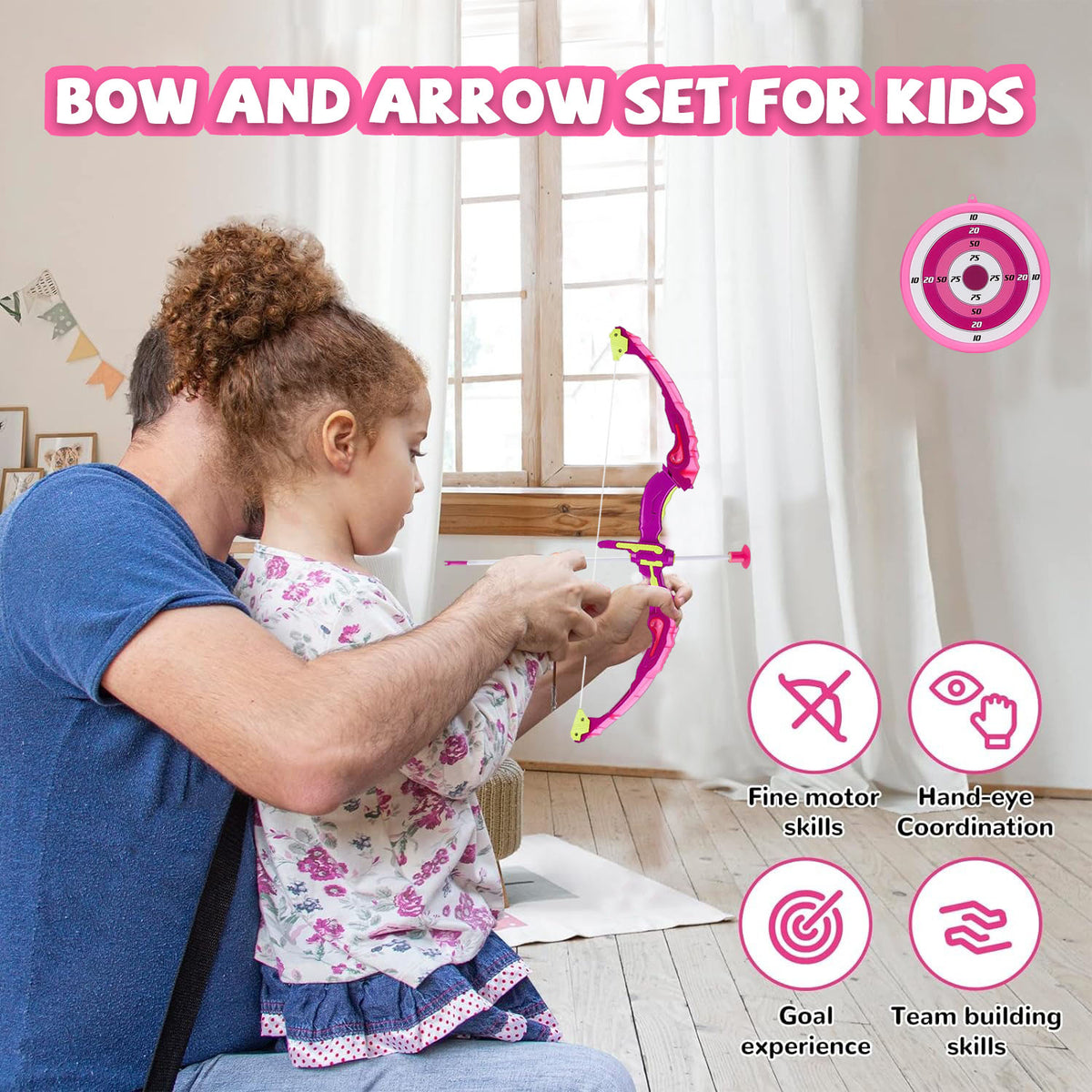 Bow and Arrow for Kids, LED Light up Bow Set, Outdoor Toy for Girls Aged 3-8, Birthday Gifts for Girls 3 4 5 6 7 8 Year Old