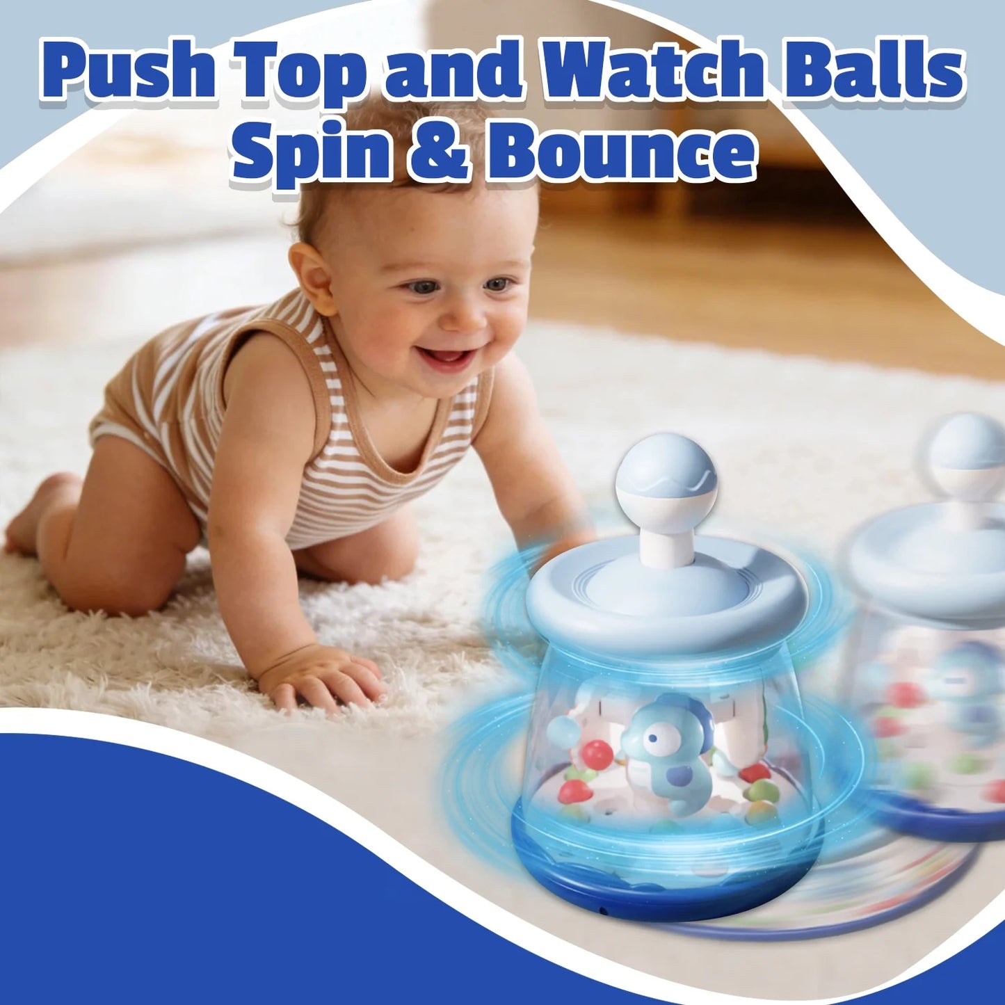 Infant Toys, Learning Toys for Toddlers 1-3, Press to Spin Baby Toys, Fine Motor Skills Development