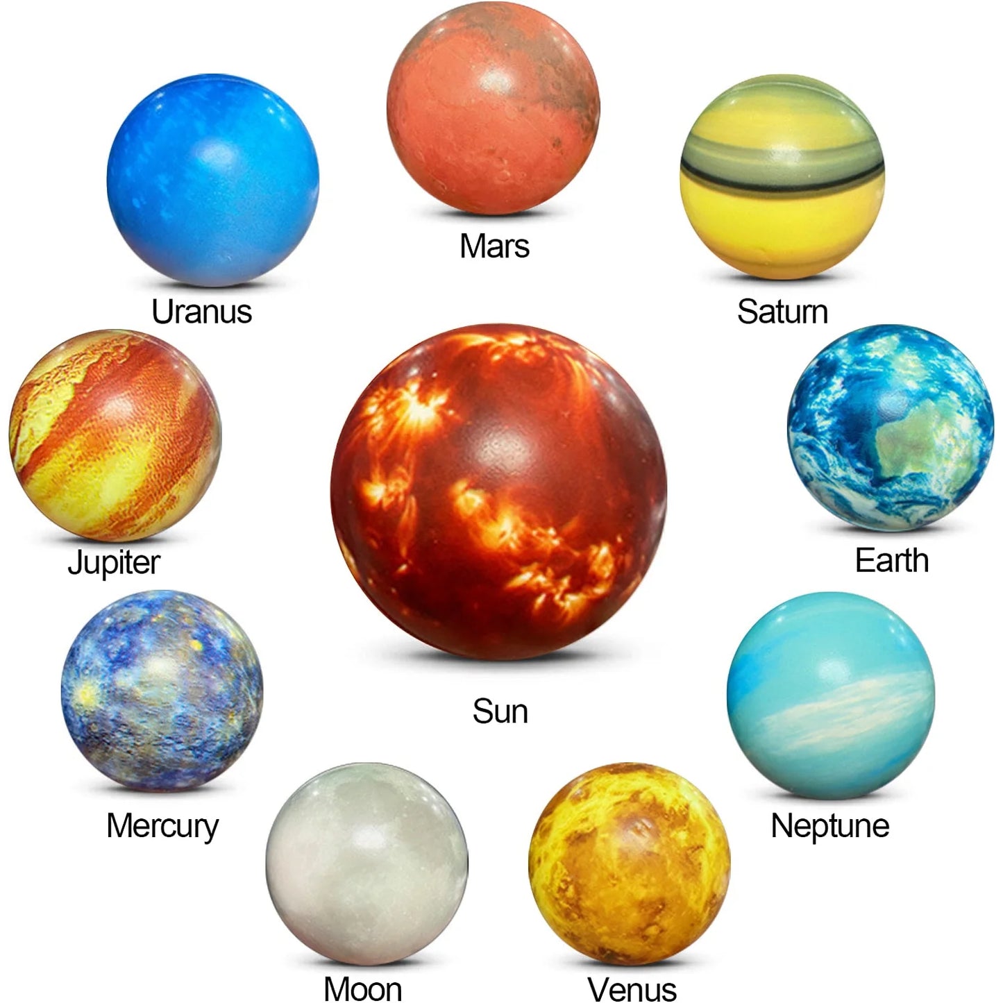 Planets for Kids Solar System Toys, Fun Party Favors Solar Planet Balls Toys for 2 3 4 Year Old Boys,10 Pcs