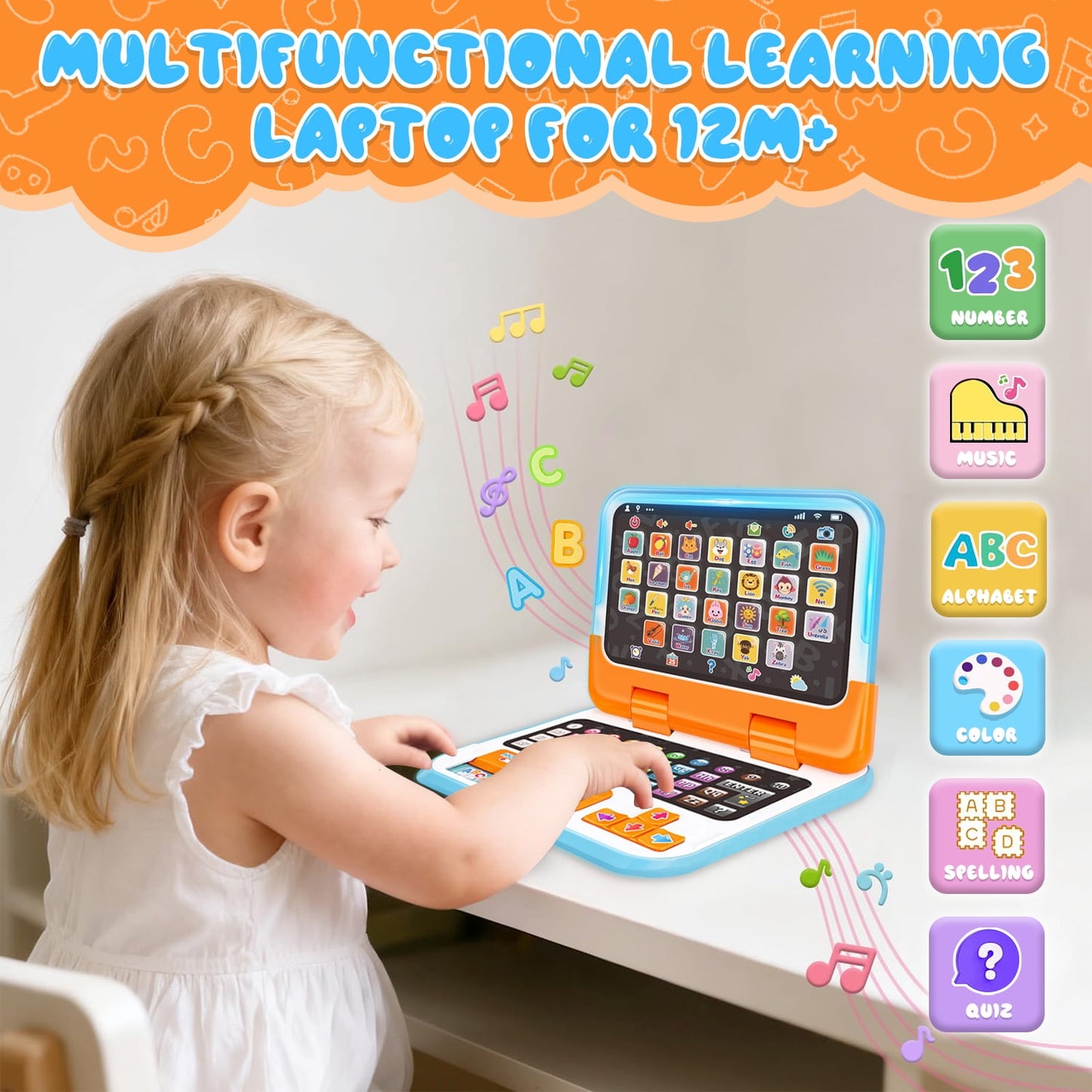 Laptop Learning Toy for Kids 1 2 3 Year Old Girls Boys, Toddler Toys 1-3 for Boys Girls, Interactive Educational Toys for Toddlers 1-3, Birthday Gifts Toys for Boys Girls 1 2 3 4 5 Year Old
