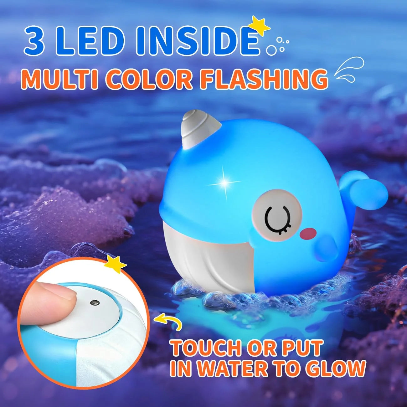Bath Toys for Toddlers 1-3, Light Up Animals Baby Bathtub Toys for 1 2 3 Year Old Boys, Birthday Gifts Baby Toddler Toys 1-3 for Boys Girls