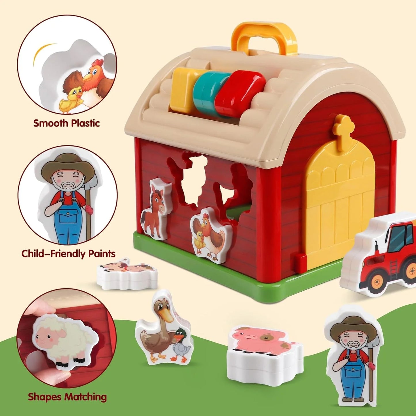 ANTIC DUCK Toddler Toys, Toys for 2 3 Year Old, Farm Animals Toys, Learning Montessori Toys, Christmas Birthday Gift for Baby Kids Toddlers Age 18 24 Months