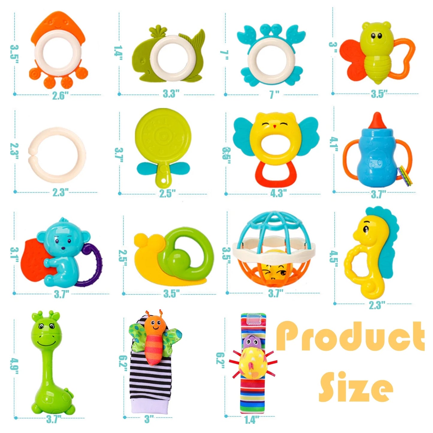 Baby Toys, 17 Pcs Baby Rattles Toys Teething Toys for Babies 12-18 Months, Early Development Learning Toy Newborn Toy Baby Boy Girl Birthday Gifts