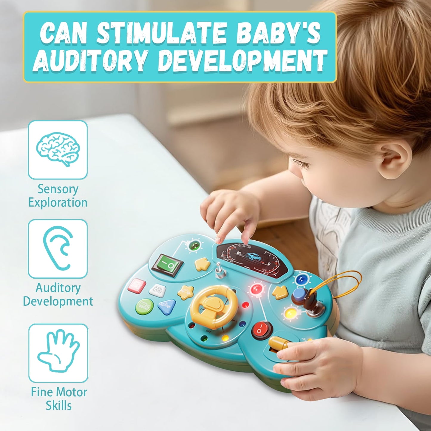 Toys for 1 2 3 Year Old Boys Girls, Early Education Busy Board, Learning Toys for Toddlers 1-3, Birthday Gifts Toys for 1+ Year Old Girls Boys